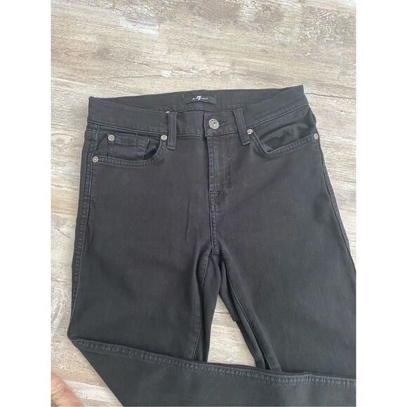 7 For All Mankind Skinny Jeans Ankle Cropped Raw Angled Hem Womens Size 25 - Picture 2 of 6